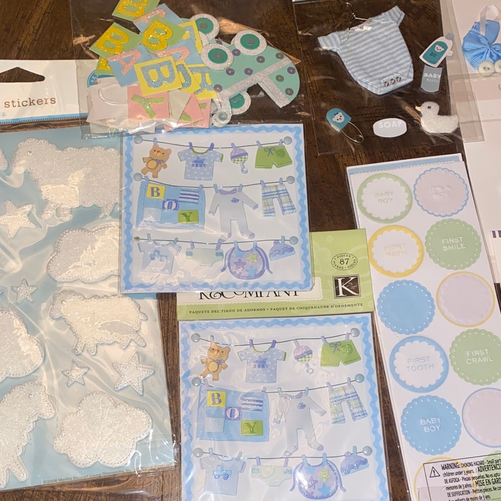 Scrapbooking Dimensional stickers for baby boy bundle